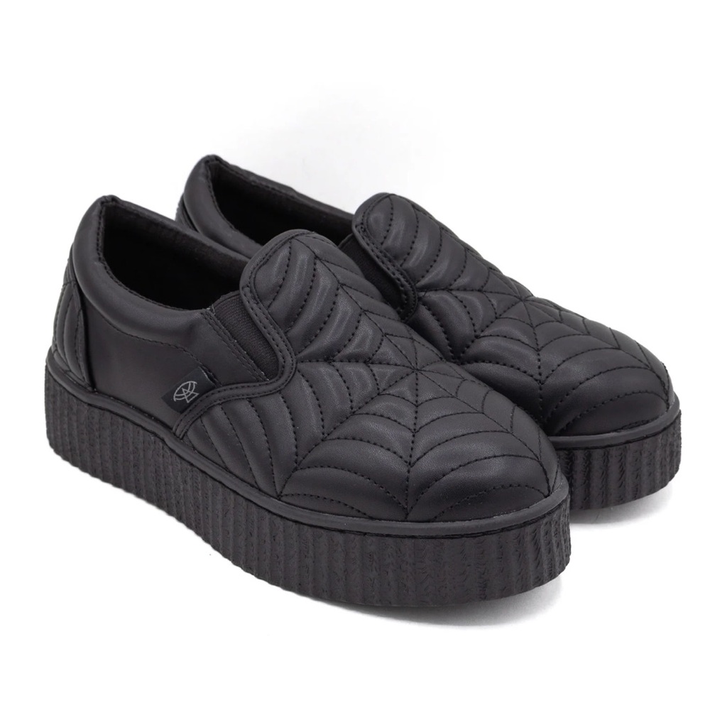 Strange Cvlt Blackout Slypt Web Creeper Slip Ons Ladies size 10